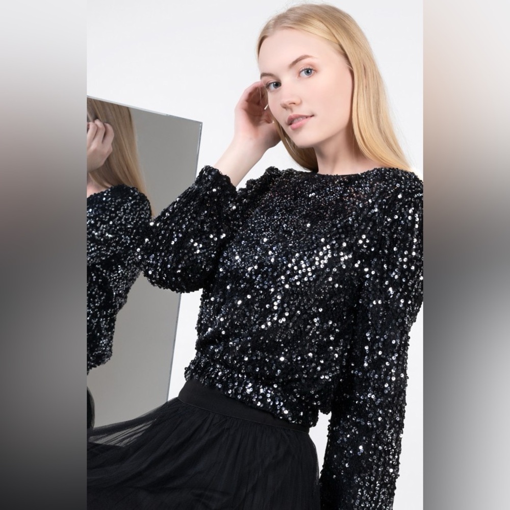 Molly Bracken Shimmering Black Sequin Fabric